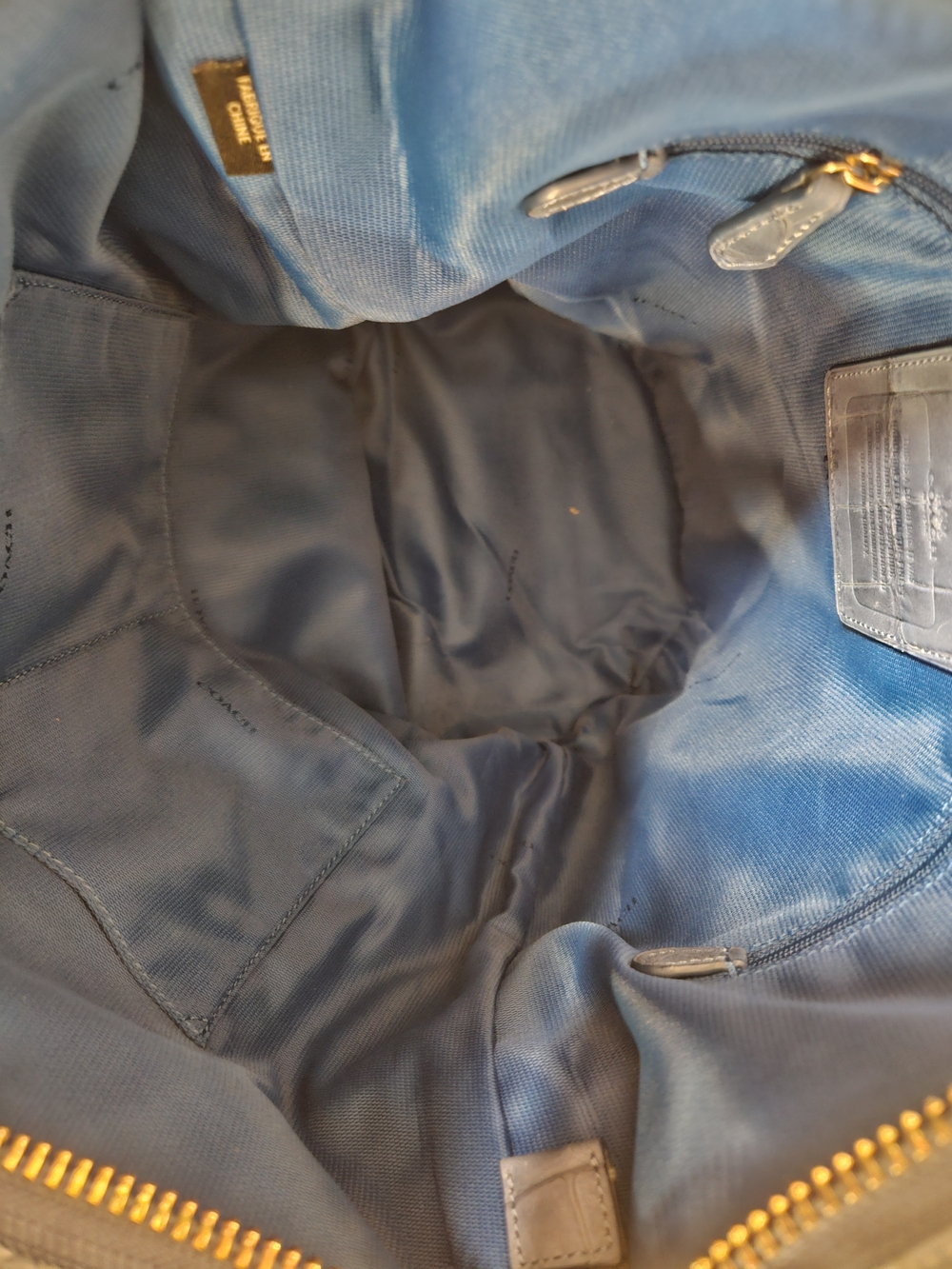 Coach Blue Denim Croc-Embossed Leather Bucket Bag - Picture 10 of 11